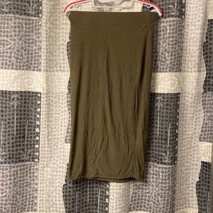 Olive Green Medium Length Pencil Skirt